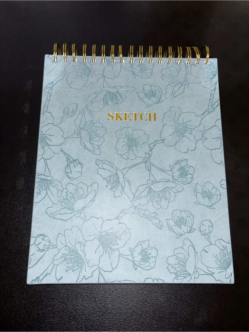 Denim Flower Print Top-Spiral Sketch Book